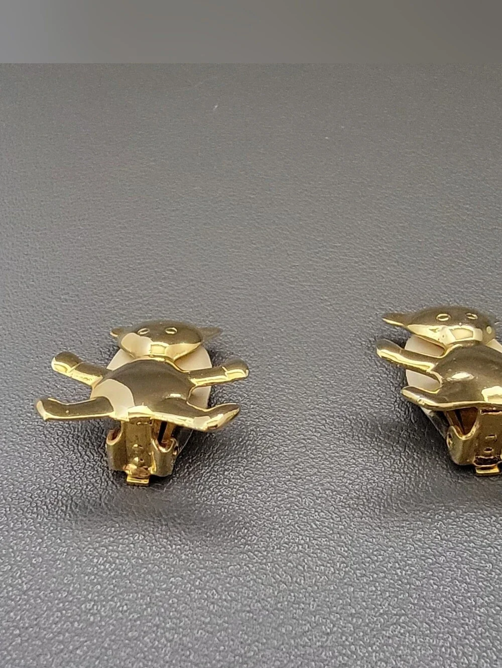Vintage Gold-Tone Teddy Bear Clip-On Earrings | Sculptural Statement Earrings